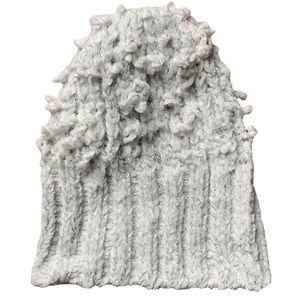 INC International Concepts warm white and silver knit hat one size